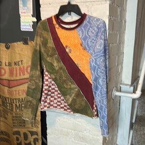 We the Free: Patchwork Mixed-Print Long Sleeve Top - Multicolor in Women’s Med